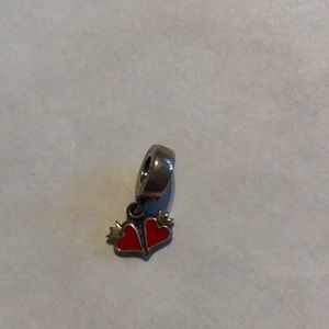 Red heart dangle pandora charm